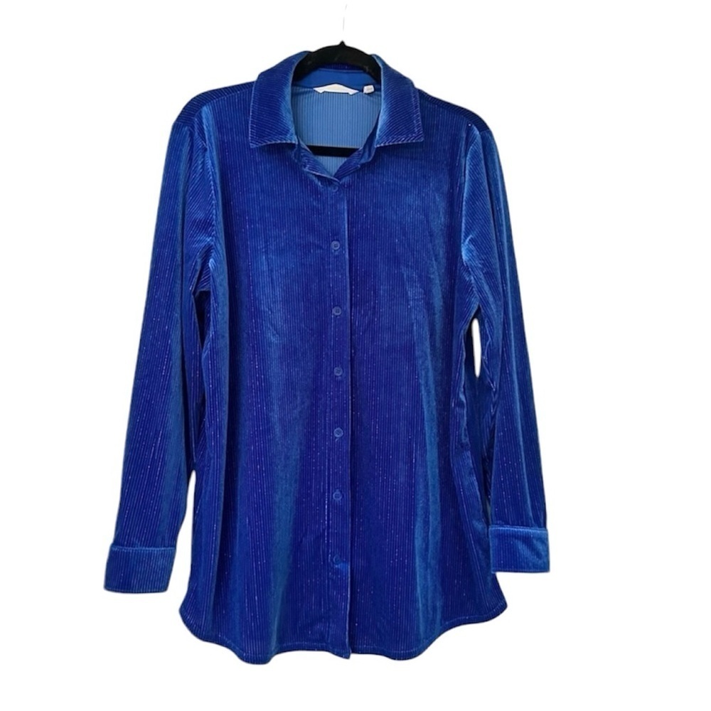 Soft Surroundings Ribbed Velvet Button Down Shirt